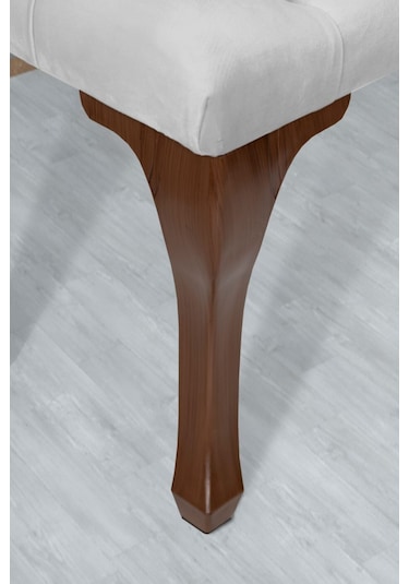 Gazzini Classic Chester Model Kapitoneli Puf- Ceviz Ayak, Beyaz Kumaş