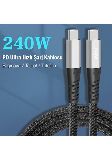 Ally 36435 240 W Type-C To Type-C Hızlı Data ve Şarj Kablosu