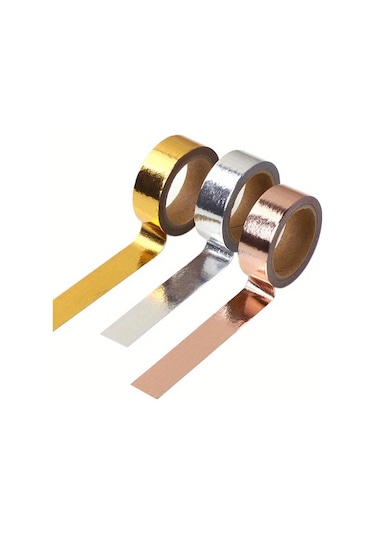 Xuweiwei 1 Adet Gül Altın & Gümüş Maskeleme Bandı Hediye Paketleme Dekoratif El İşi