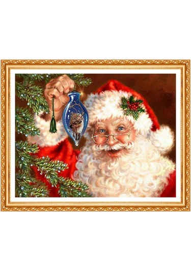 5d Dıy Noel Baba Nakış Tam Yuvarlak Elmas Çapraz Dikiş Taklidi Boyama Noel Dekor