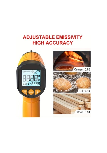 Boatshop1 Hytaıs Infrared Termometre Ts600 Yellow Hizli Okuma Temassiz Genis Sicaklik Araligi -50f 1112f Firin Ve Pisirme İcin