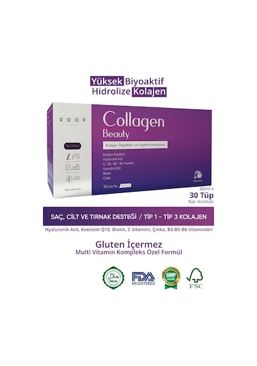 Voop Collagen Beauty 5500 Mg Nar Aromalı 30 Shot X 40 Ml