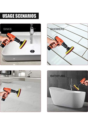 Sones 13'ü 1 Arada 4 İnç Sünger Bulaşık Pedi Zemin Duvar Pencere Cam Temizleme Kireç Çözücü Elektrikli Matkap Fırça Başlığı Seti