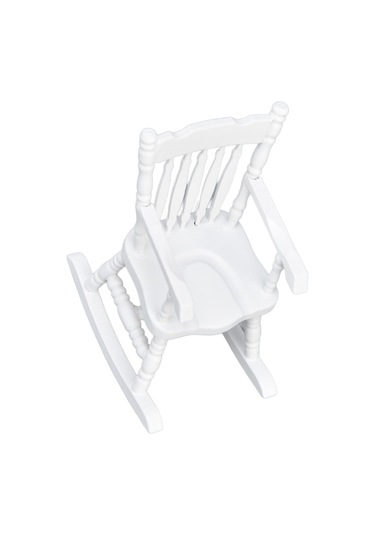 Vkemall 1:12 Ölçekli Bebek Evleri İçin Ahşap Beyaz Kayar Sandalye - Mini Masaüstü Dekoratif Simülasyon Mobilya Diğer