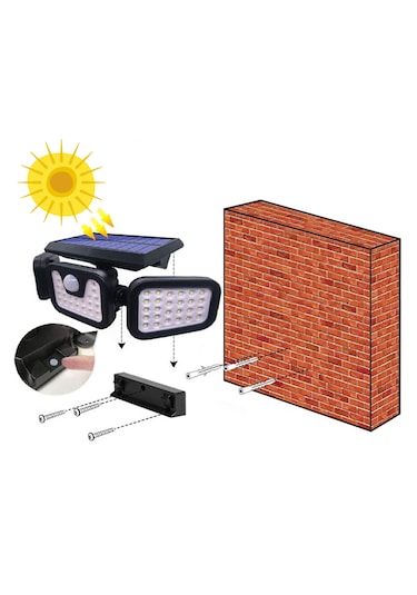 Greentech Güneş Enerjili Hareket Sensörlü 3 Taraflı Led Aydınlatma / GT-SL07
