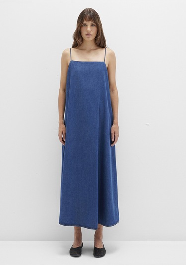Mavi - Askılı Mavi Maxi Elbise 1310727-85481 Mavi