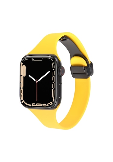 iOS Uyumlu Watch Serisi 5 44mm Manyetik Toka İnce Silikon İzleme Bandı