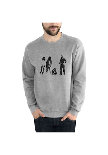 Black Sabbath Poster Heavy Metal Albüm Baskılı Gri Erkek Sweat