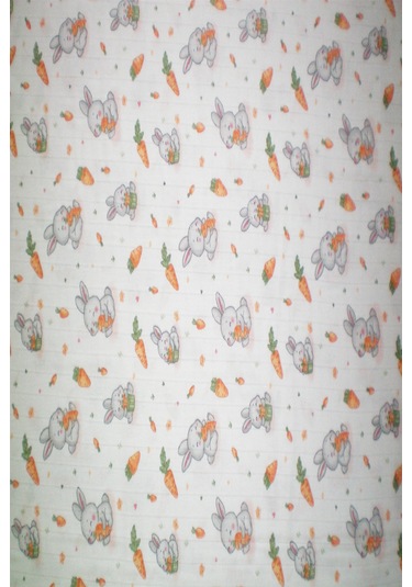 More Home %100 Pamuk Tek Kat Müslin Bezi 90x90 Cm Havuç Yiyen Ta