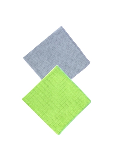 Silver Home Universal Kareli Mikrofiber Temizlik Bezi Gri Yeşil 2'li 50 x 70 CM