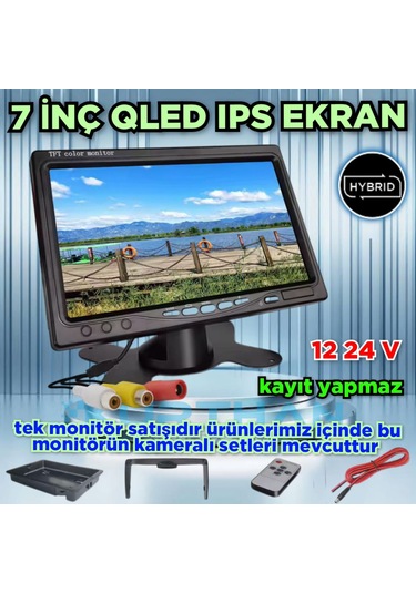 Qled 7 İnç Hybrid Ips Monitör Kayıt Yapmaz 12-24 V Kamesız
