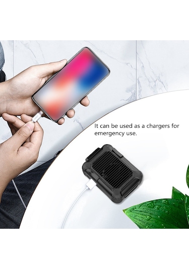 Açık Hava Bel Askılı Vantilatör Yaz Taşınabilir Klipsli Vantilatör 6000mah Pil Boyun Askılı Vantilatör Siyah