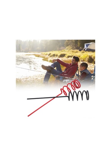 Qingmipy Metal Helical Fishing Rod Stand, Portable Anti-scratch Vinyl Coated, Suitable For Sea & Freshwater Fishing, 2 Pieces Black+red
