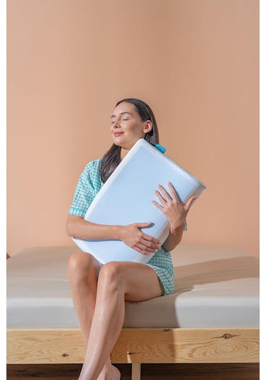 Visco Ortopedik Boyun Destekli Serinleten Jelli Yastık 51 36 11/7 Cm Beyaz