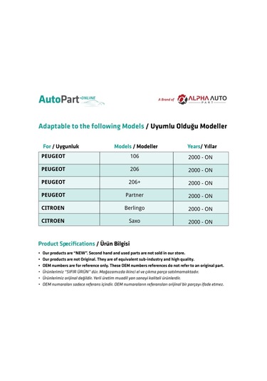 Peugeot 106,206, Partner,citroen Berlingo İçin Tavan Anten Çubuğu Anten Cubuğu