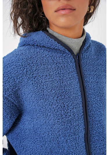 Gabria Kapüşonlu Fermuarlı Hırka Lacivert