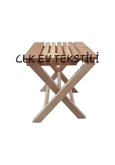 Clk-06 Katlanabilir Ahşap Tabure ve Piknik Masası Seti Katlanır Masa Kahverengi