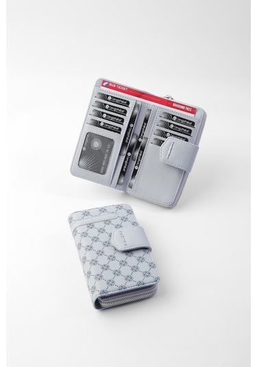 Cengiz Pakel Monogram Kadın Orta Boy Cüzdan 65256Mp Buz Mavi- Buz Mavi