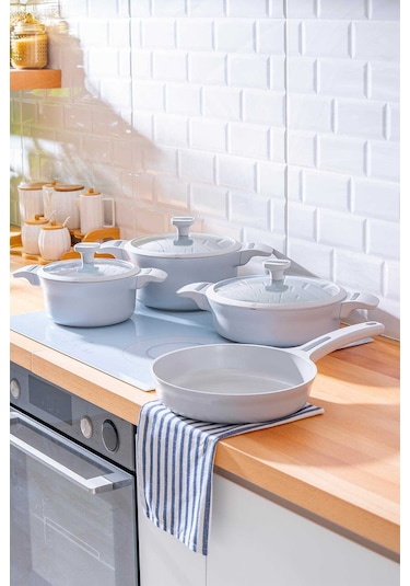 Acar Ultimate Pro Döküm 7 Parça Tencere Seti Beyaz