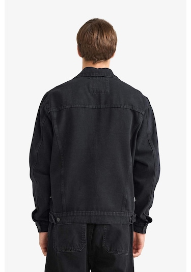 Defacto Regular Fit Düğmeli Cepli Jean Ceket F4738ax25aunm40 Siyah