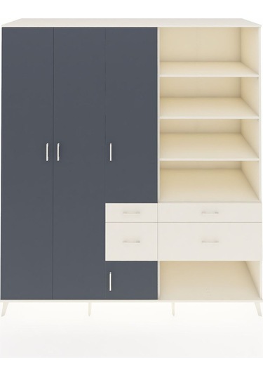 Kronos Dolap 14 Raflı 4 Çekmeceli 4 Kapaklı 220x59x243 Aytaşı-antrasit/aytaşı Antrasıt/aytası