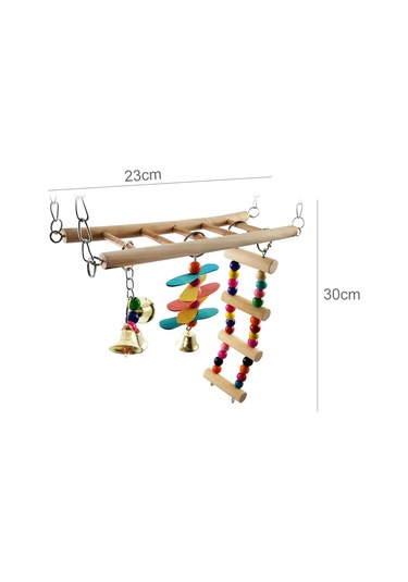 Yifomall Renkli Ahşap Kuş Tırmanma Merdiveni - Papağanlar Ve Kuşlar İçin Asılı Oyun Parkuru