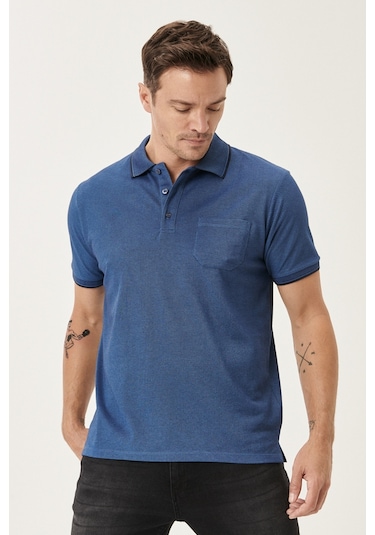 Ac&Co / Altınyıldız Classics Polo Yaka Cepli Regular Fit Bol Kesim Düz Tişört - 481716687 Lacivert