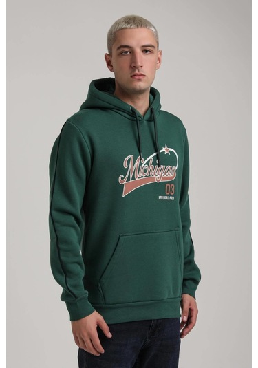 Kapüşonlu Yeşil Slim Fit Full-zip Sweatshirt 24fwm64079 YESIL Yeşil