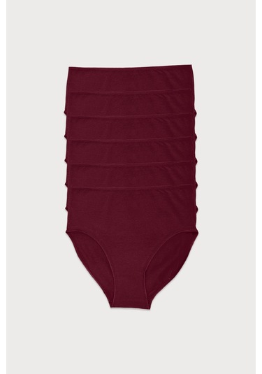 Malabadi Kadın Bordo 6 Lı Paket Modal Yüksek Bel Slip Külot 1955 Bordo
