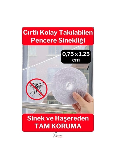Ayarlanabilir Pratik Pencere Cam Kapı Sineklik Cırt Bantlı Hazır Yapışkanlı 0,75 Cmx1,25 Cm - 4 Mt