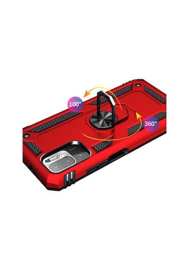 Xiaomi Poco M3 Pro Kılıf Zore Vega Yüzüklü Standlı Zırh Kılıf
