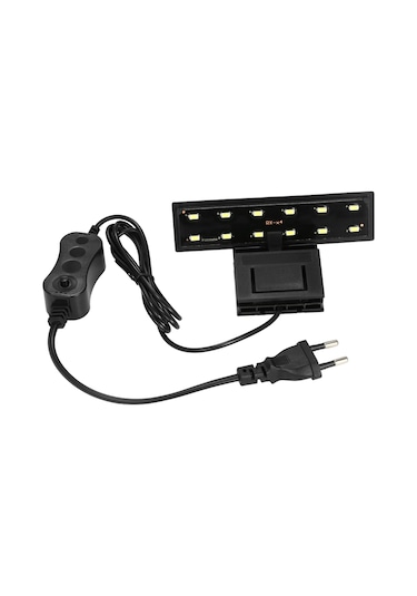 Vkemall Minimalist Siyah Akvaryum Led Işığı - 12 Ultra Parlak Led'li, Su Bitkileri Için Uygun, 5w, Avrupa Fişi, 6mm Tank Duvarı Uyumlu