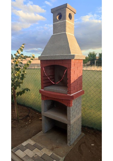 Mangal Barbekü 70 Lik Davlumbazlı Model Barbekü Gross Gri - Kırmızı