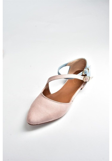 Fox Shoes Pudra/mavi Süet Kadın Babet D726016902 Pudra - Mavi