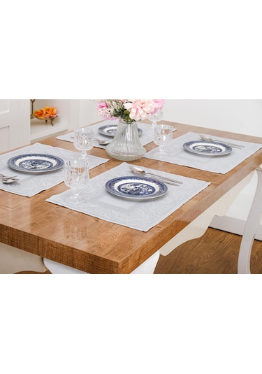 Finezza Roma Jakar Polyester Kumaş Bej Amerikan Servis 34 x 46 cm Gri 4 Ad.-1383 Gri