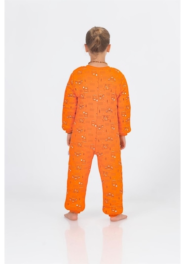 Kız Erkek Çocuk Kalın Elyaf Dolgulu Premium Kalite 2.5 Tog Desenli Uyku Tulumu Turuncu