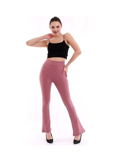 Kadın Gül Kurusu Yüksek Bel Fitilli Dayanıklı Örme Kumaş ToparlayGül Kurusu Gülkurusu