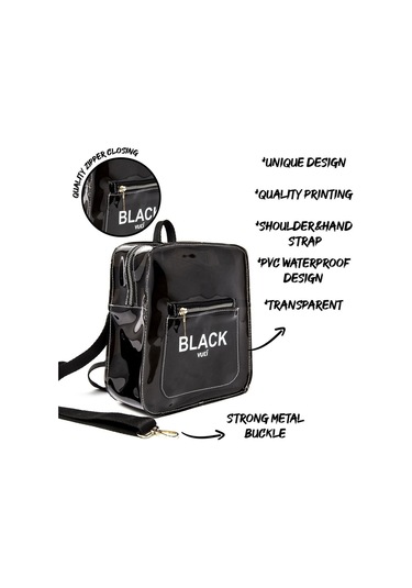 Renkli Şeffaf Mini Sırt Çantası Siyah