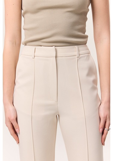 Dikiş Detaylı Flare Pantolon Bej Bej