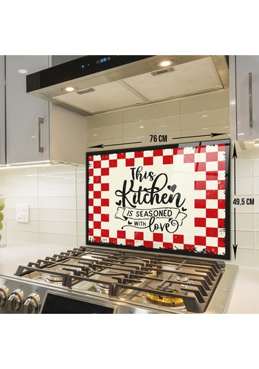 Decorita Cam Ocak Arkası Koruyucu | Kitchen Love | 49,5cm x 76cm