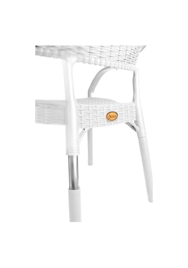 Bambu Beyaz 90x150 Cm Camlı Rattan Bahçe Balkon Masa Takımı Beyaz