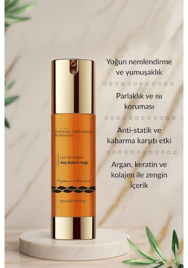 Insane Naturale Lux Oil Argan Saç Bakım Yağı 50 ML