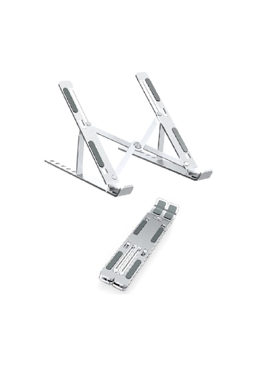 Wezone Alüminyum Notebook Stantı 6 Seviye Yükseklik Ayarlı Soğutucu Katlanabilir Tahta Masaüstü Ergonomik Tutucu