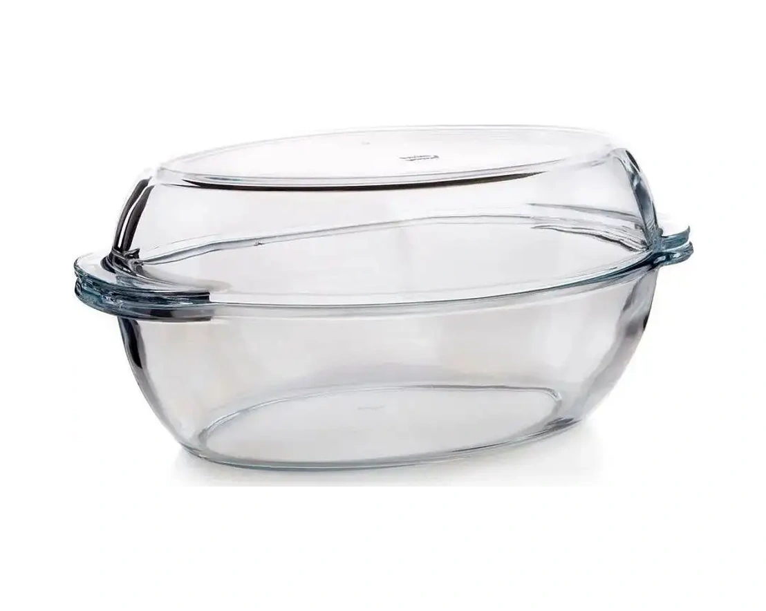 Borcam Cam Oval Yakalık Kabı Kapaklı 3 L + 3 L 10392391 Beyaz