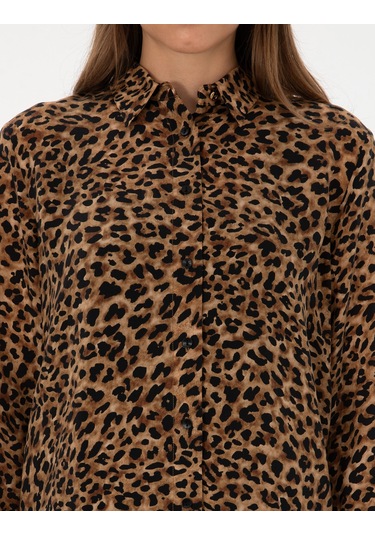 Pierre Cardin Kadın Camel Gömlek Desenli 50313664-vr015 CAMEL