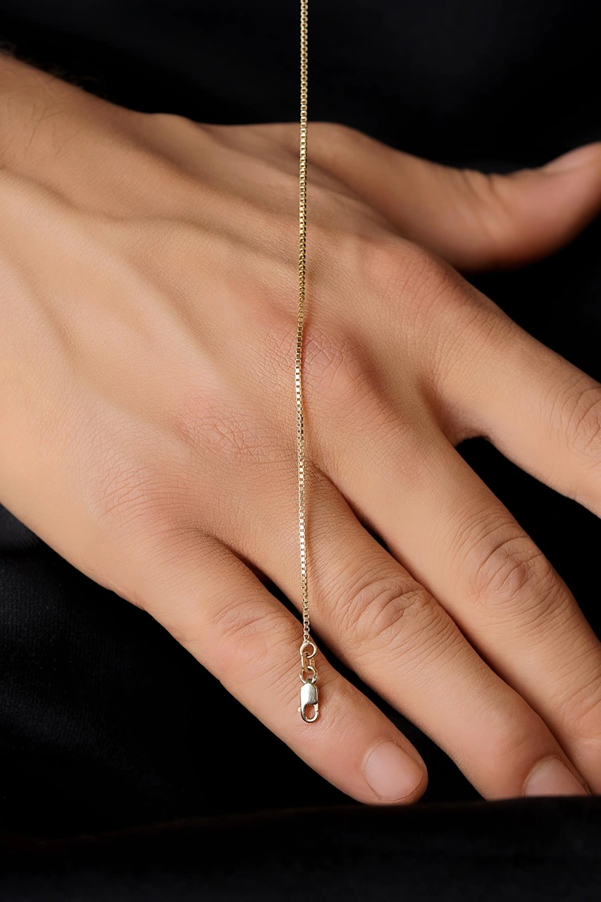 14 Ayar Altın İnce Küp Zincir Erkek Bileklik 0,95 Mm Sarı Altın