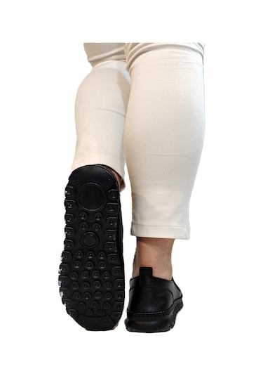 Voyager 9871 Siyah Hakiki Deri Boncuklu Bayan Ayakkabı Siyah