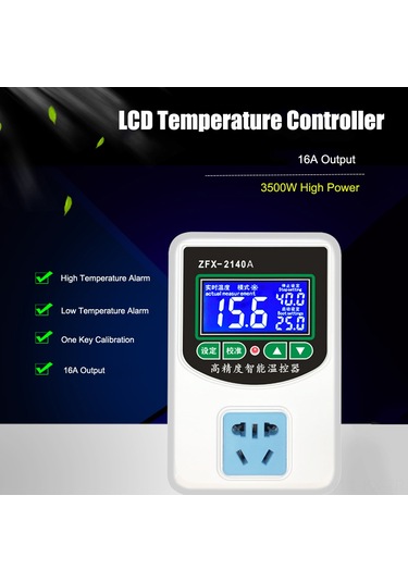 Kangvka Akıllı Dijital Termostat -45 C İle 105 C Arası Hassas Sıcaklık Kontrolü, 3500w Güç, Su Geçirmez Kablo