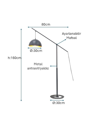 Antrasit/gri Boyalı Lambader Plc-1215-l-gr