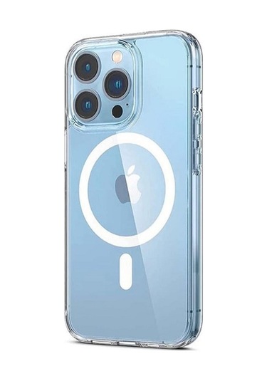 İphone Uyumlu 15 Pro İçin Kılıf Kamera Korumalı Magsafe Wireless Şarj Özellikli Şeffaf Kılıf Şeffaf